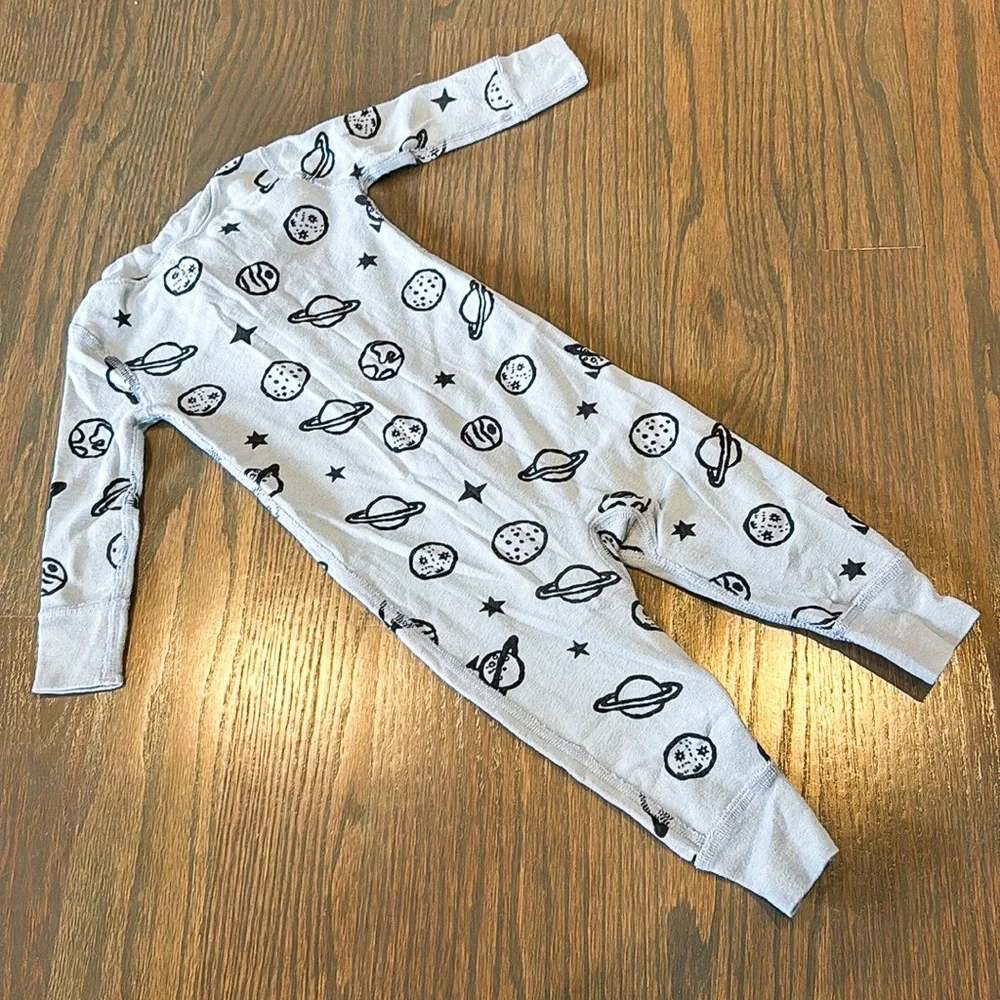 Hanna Andersson Planet Print Zip Sleeper Pajamas 6-12M Organic Cotton